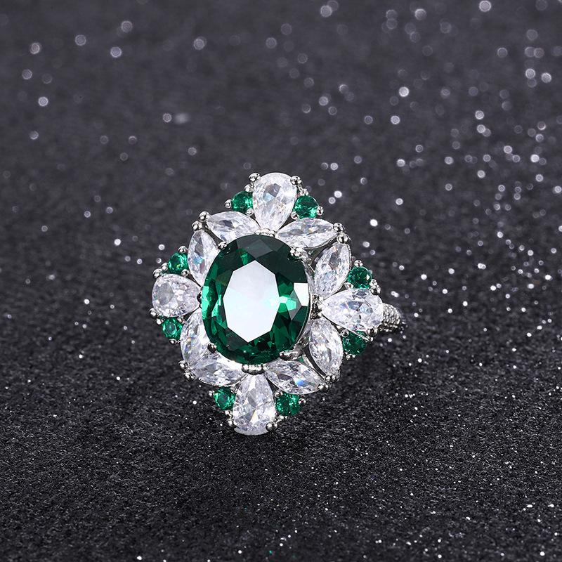 Jewelry Popular Ring Imitation Emerald Dan Pendant Ring 10 * 12 Earrings 6 * 8 Set