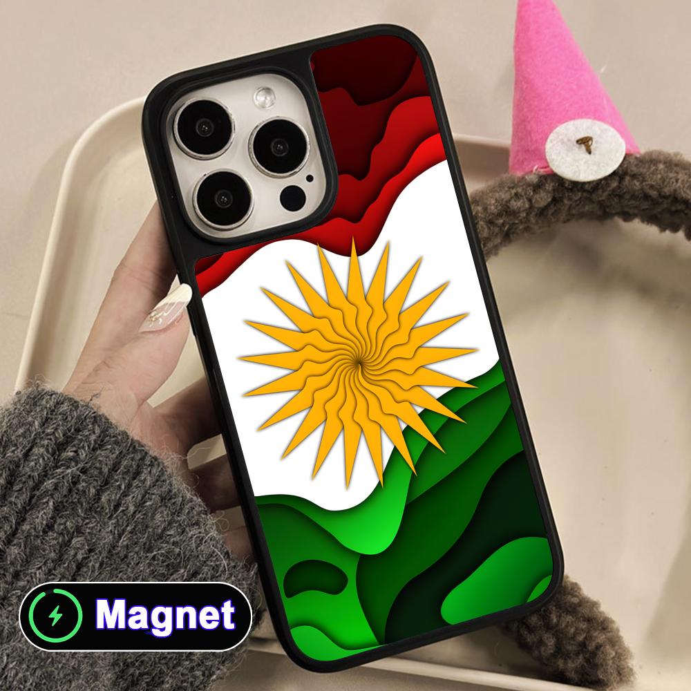 Kurdistan Flag Matte Surface Magsafe Mobile Phone Case for iPhone 17 16 15 14 13 12 11 Air Pro Max Plus Colorful Cover