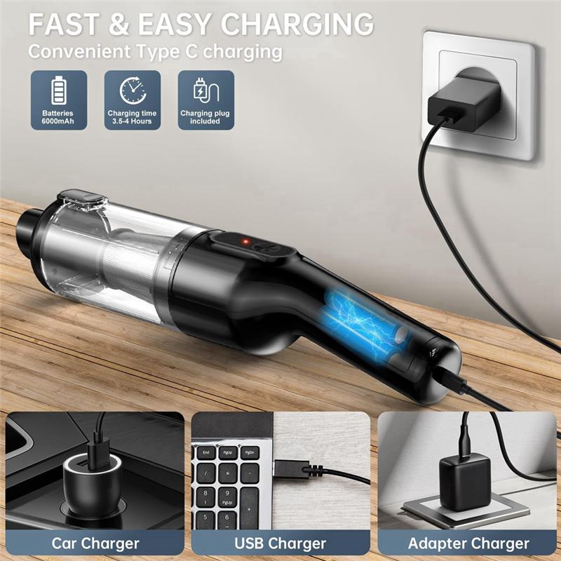 LITE-Handheld Car Vacuum Cleaner, Car Vacuum With 16000Pa Powerful Suction, Rechargeable Vacuum Cleaner For Car