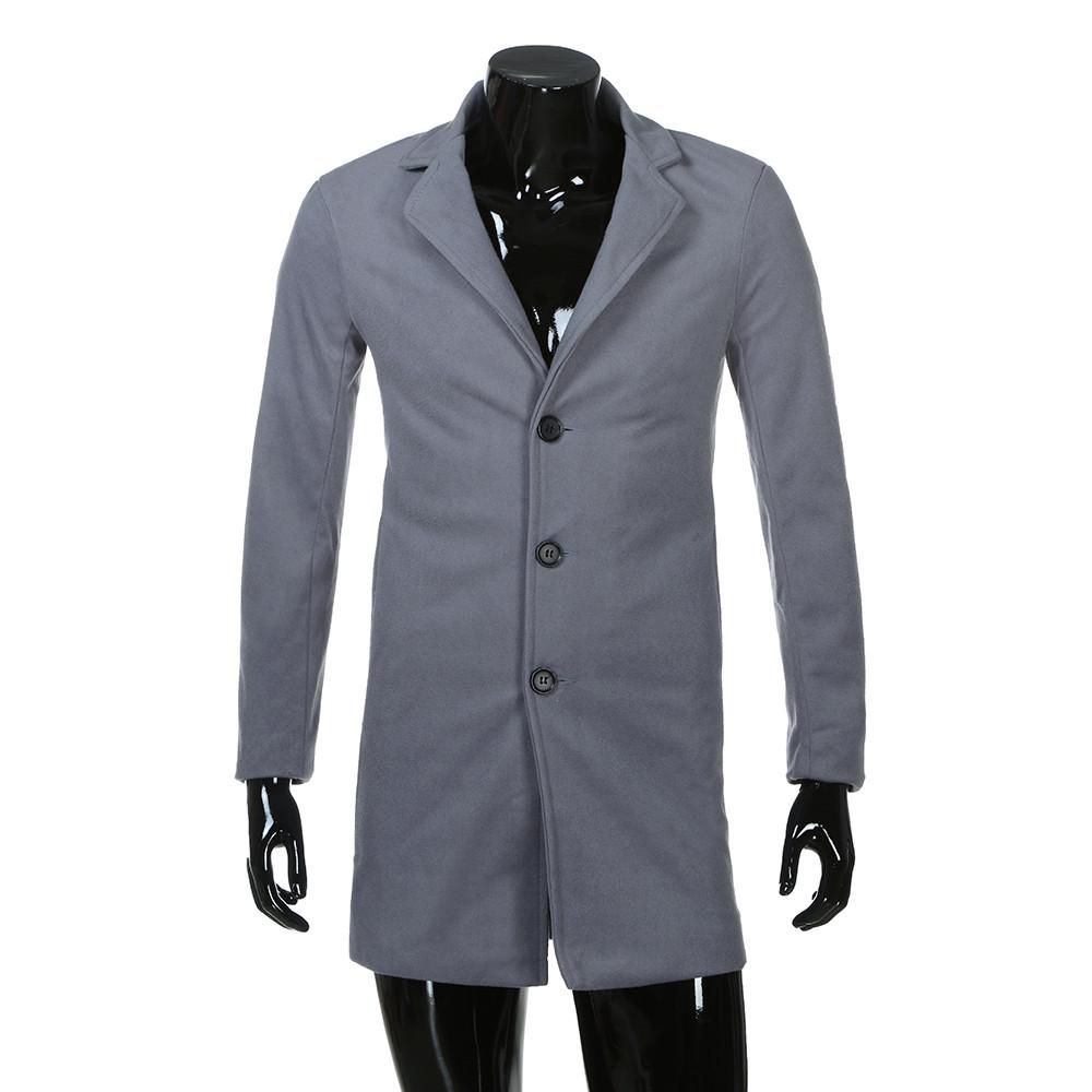 Men Formal Single Breasted Figuring Overcoat Long Wool Jacket Outwear Plus
