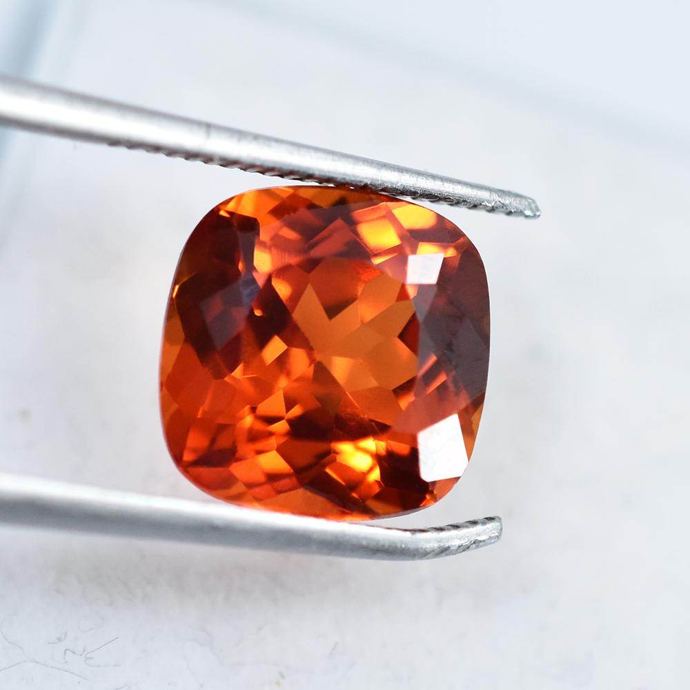 Natural Orange Sapphire Loose Gemstone 5.65 Ct Square Cushion Cut September Birthday Birthstone