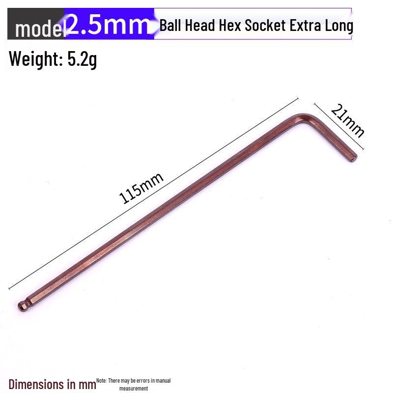 Antik Bronze Rot Extra Lang L-förmiger Kugelkopf S2 Sechskantschlüssel Gehärteter Sechskantschlüssel