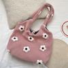 New Embroidered Flower Sweet Girly Underarm Bag Tote Bag Autumn and Winter Furry Shoulder Bag