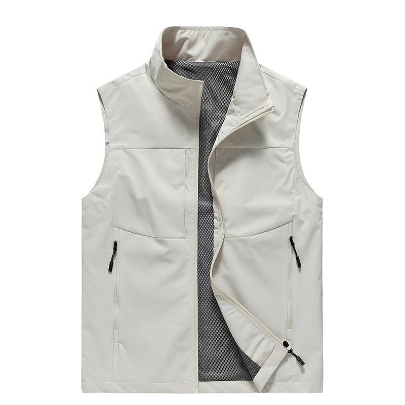 Gilet da Lavoro Autunnale da Esterno da Uomo Semplice Business Asciugatura Rapida Multitasche Gilet Cappotto