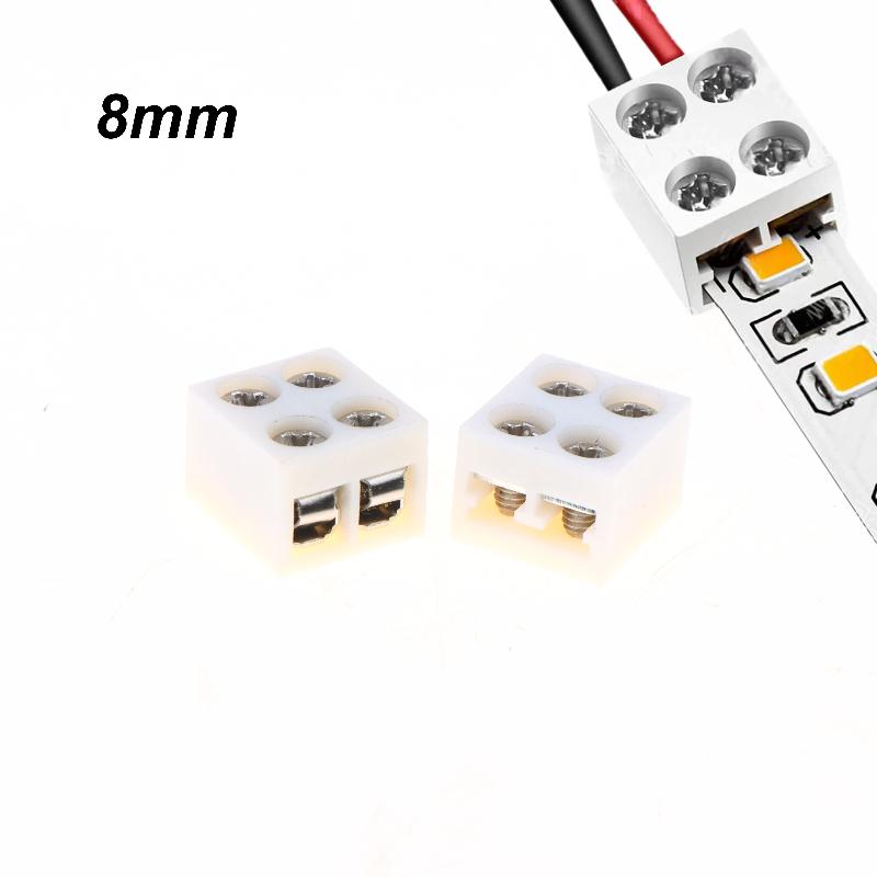 LED Strip Connector Kits 2/10Pcs 8mm 2Pin Screw Fixing No Soldering for Home DIY Decor