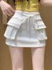 Women's Gray High Waist A-line Skort - Summer 2025 Slimming Petite Anti-Exposure Sports Skirt