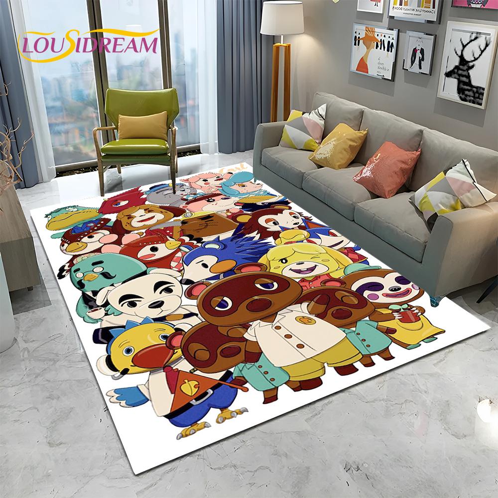 Cartoon Animal Crossing New Horizons Area Rug,Carpet Rug for Living Room Bedroom Sofa Doormat Decor,Kids Play Non-slip Floor Mat