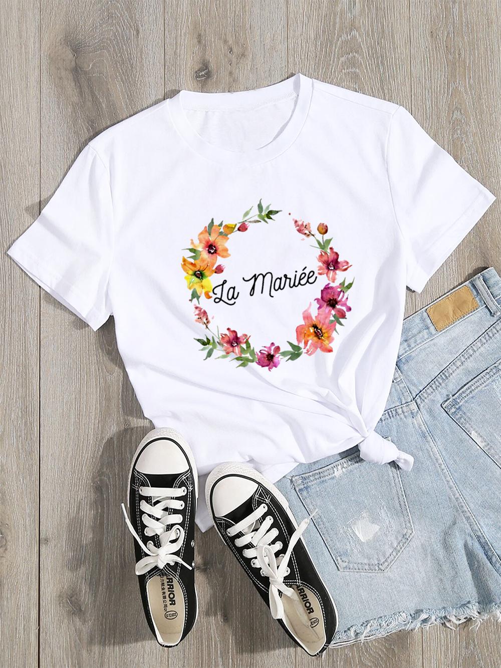 

Team Bride Bachelorette Wedding Party Women Evjf Tee Shirt Casual Women Basic O-collar Pink Short Sleeved T-Shirt Girl L
