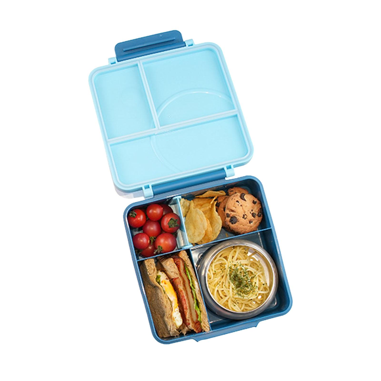 Lunch Box Cute Microwavable Stainless Steel Bowl Silicone Multi Compartment Lunch Container for Kids Adults Blue синий 3600₽