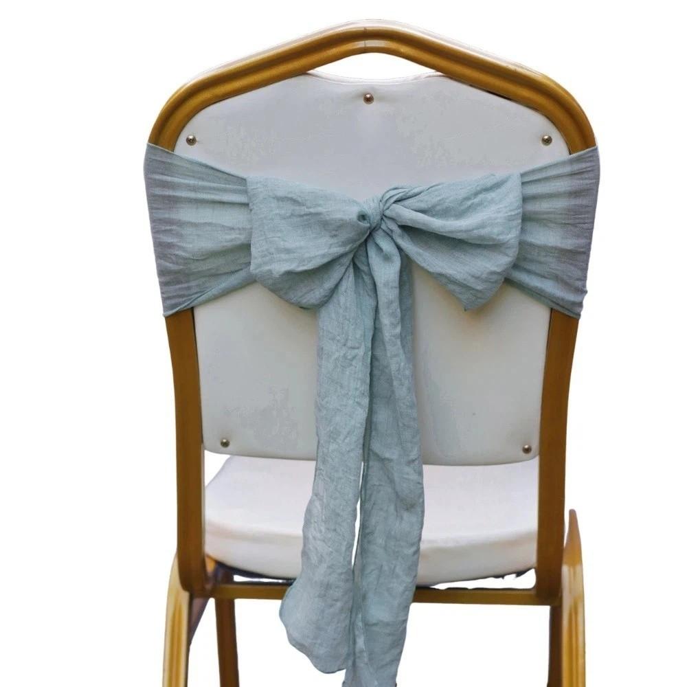 2Pcs Rustic Chair Sashes Cheesecloth Tulle Chair Cover Chair Decorative Bows Wedding Decoration