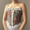 Vintage Floral Corset Vest Push Up Crop Tops Bustier Corset Top Lace Up Corset Top Strapless Bodice Corset Top