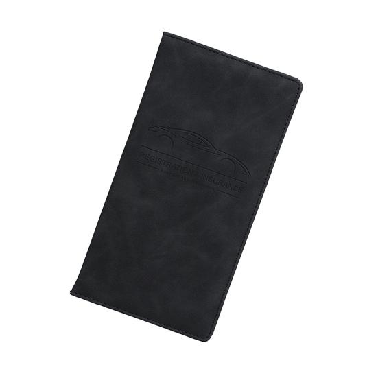 Car Registration Card Holder Multi-Pocket Insurance Card Holder Slim Faux Leather Bifold Wallet Document Organizer