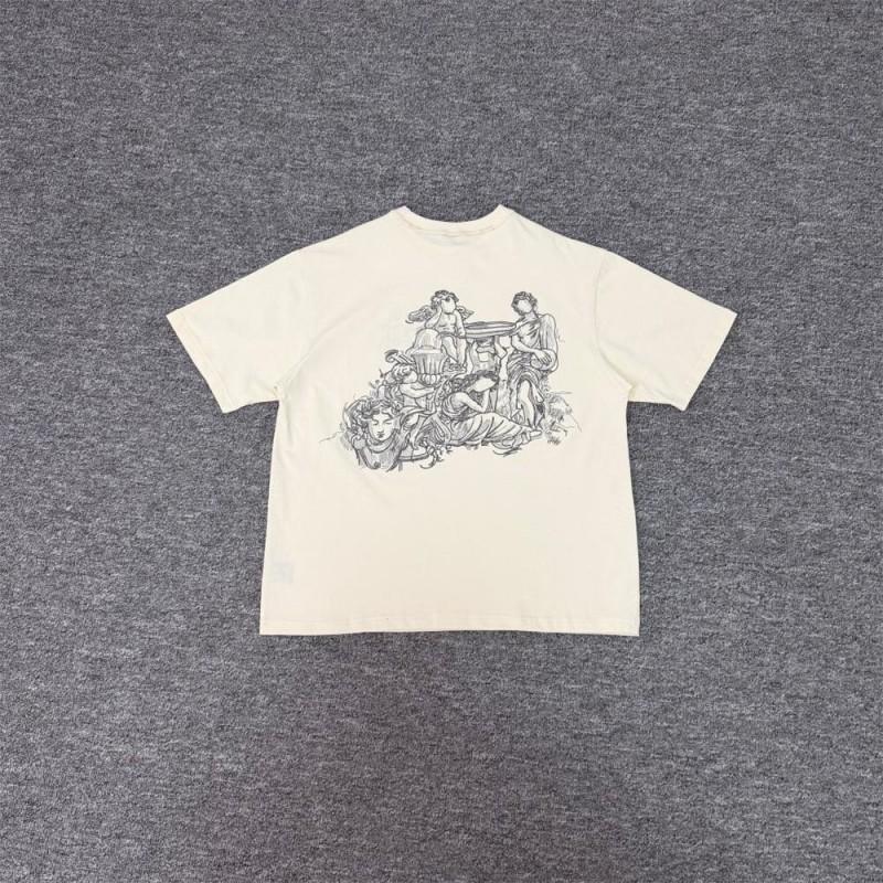 Mens Loose Fit Short Sleeve T-Shirt Retro Embroidered Casual Fashion Trendy Style Teens Daily Wear