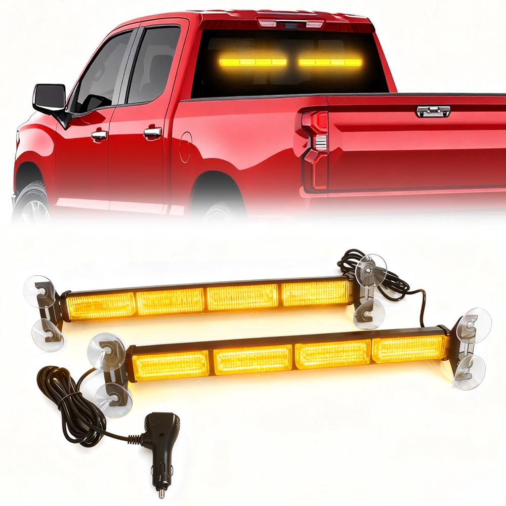 

2 in 1 Emergency Strobe Traffic Advisor Light Bar Amber White Warning Hazard Safety Interior Windshield Dash Lights Emergency All yellow