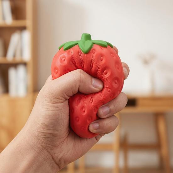Simulated Strawberry Cheese Squeeze Toy Sensory Toy Soft Anxiety Relieving Fruit Stretchy Food Focus Aid Relaxation