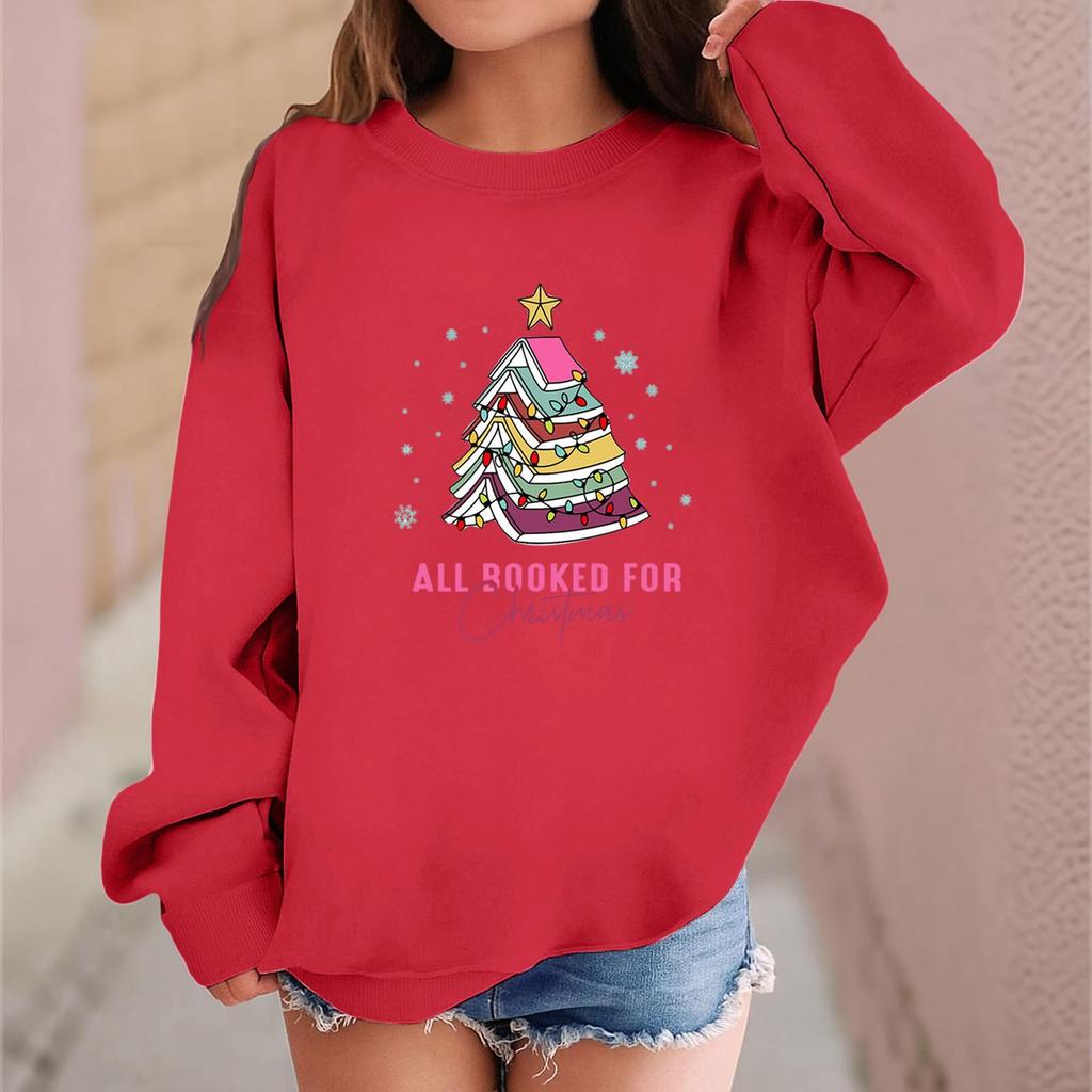 Children's Fashionable Casual Long-sleeved Loose Christmas Print Pullover Sweatshirt