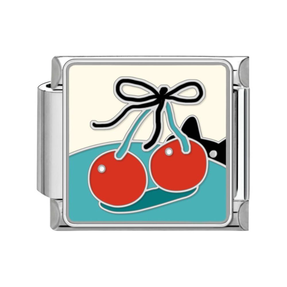 

Stainless Steel Bracelet Module Red Cherry Bow Charm Bracelet Link Women Girl Style 9
