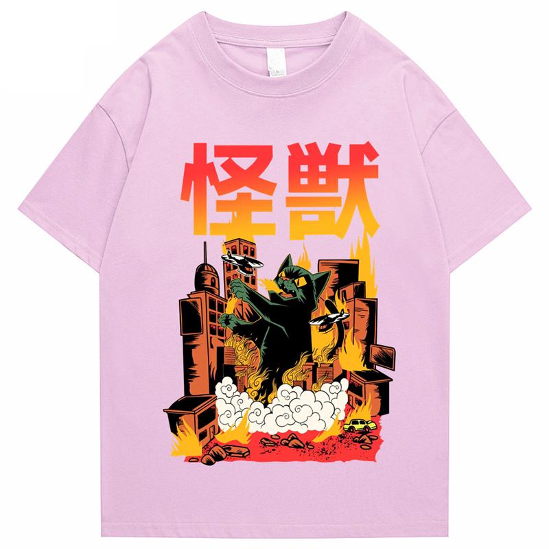 2026 Unisexs Hip Hop Tshirt Street Apparel Japanese Monster Harajuku Retro Poster Print Tshirt Summer Casual Short Sleeve Top