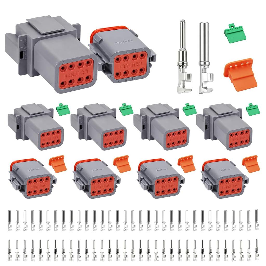 Deutsch DT 2 Pin Connector Kit 2pin Waterproof Automotive Wire Connectors | Gray Waterproof Electrical Wire Connector for Cars,