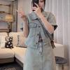 Summer 2026 Korean Style Women's Denim Jacket & High-Waisted Skirt Set