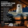Ventilador de Techo Portátil con Luz para Toldo de Patio Tienda Porche Autocaravana, 3 Modos de Iluminación Recargable Silencioso Refrigerador para Camping al Aire Libre Viajes