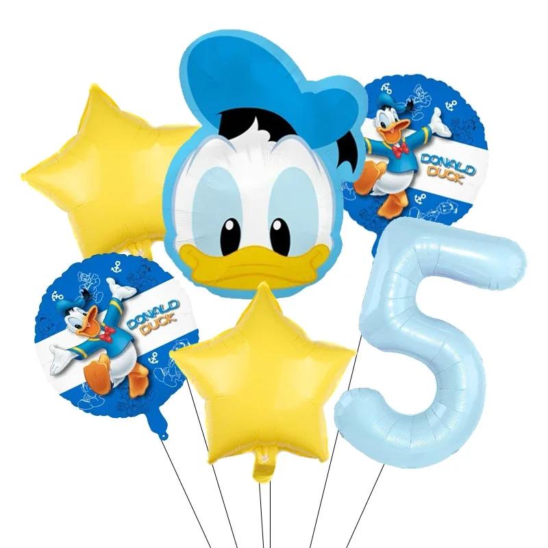 Cartoon Donald Number Duck Daisy Aluminum Film Balloon Set Spherical DIY Birthday Arrangement Party Decoration Balloons Kawaii