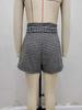 European & American Houndstooth High-Waist Belted Slimming Women's Autumn/Winter Shorts