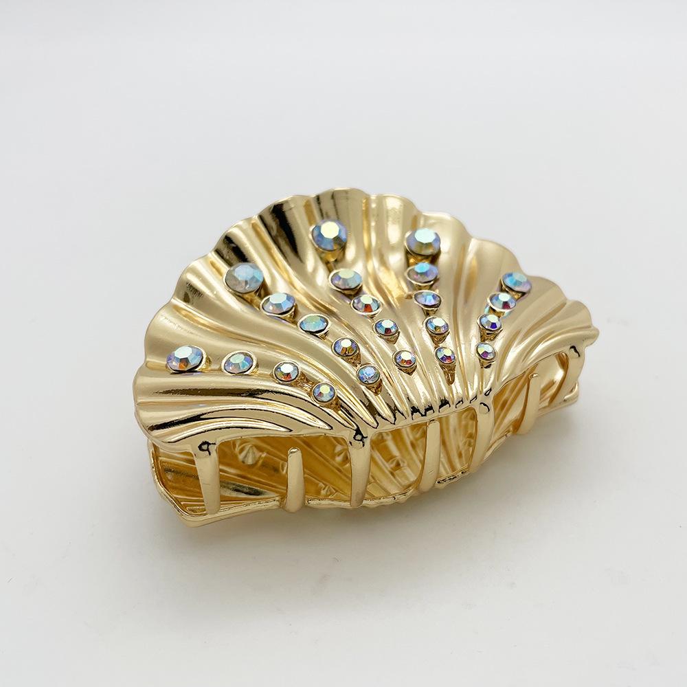 Women s Rhinestone Occipital Shell Claw Clip - Minimalist High-End Metal Hair Accessory
