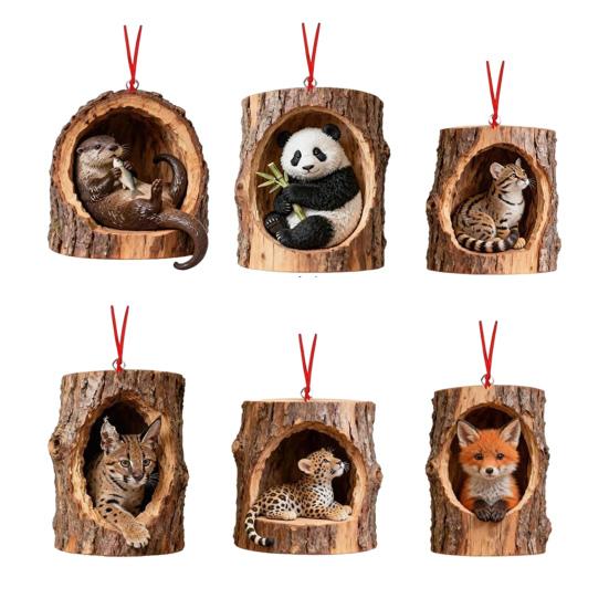 

6 шт. Рождественское украшение Лесное животное Белка Обезьяна Коала Дизайн Акриловое подвесное украшение Рождественская елка Домашний декор G