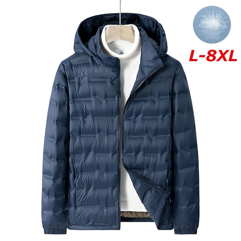 Men Winter Down Jacket Men Hooded Waterproof Windproof Puffer Jacket Detachable Hat Coat Casual Lightweight Down Jacket Male