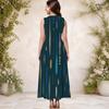 Women Plus Size Round Neck Sleeveless Printed A Line Long Dress With Side Pockets
