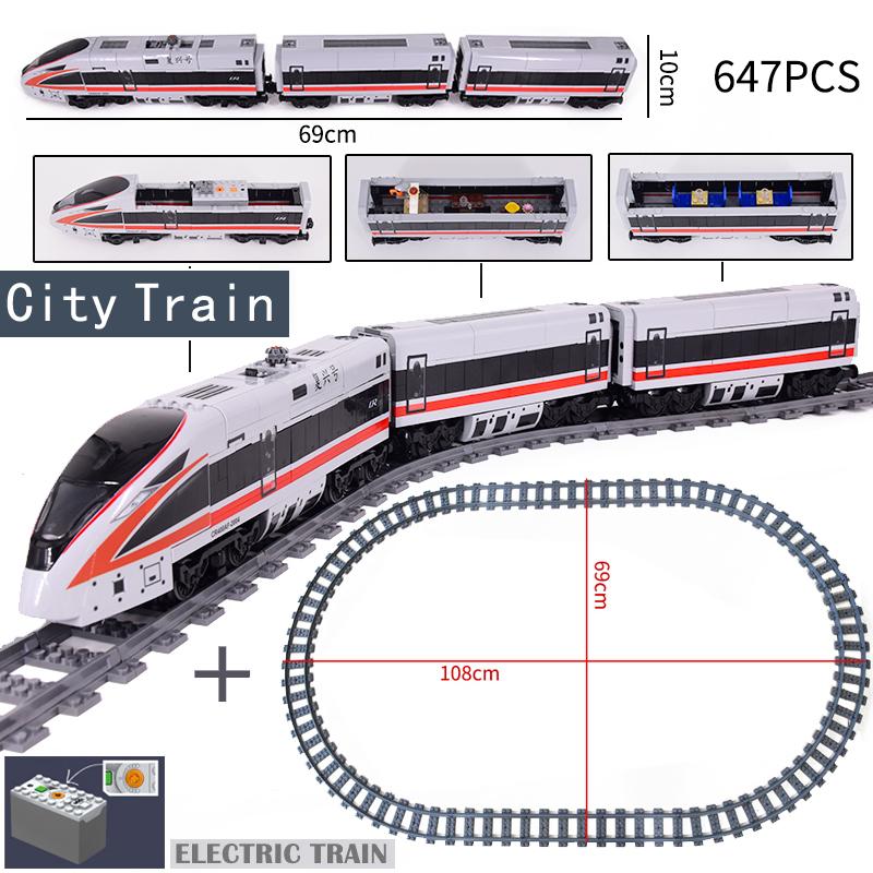 City Trains Flexible Tracks Forked Straight Curved Rails Switch Building Blocks Creative Toys for Kids Gifts