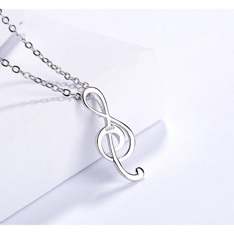 925 Sterling Silver Love Happy Note Necklace Korean Pendant Silver Accessories