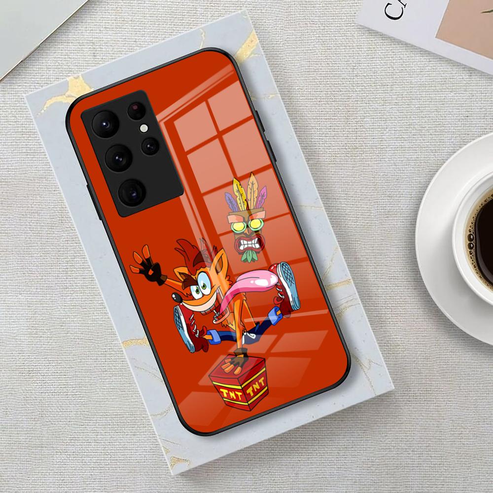 

Game Crash B-Bandicoot Phone Case For Samsung S26 S25 Edge Ultra 23 22 21 20 Ultra Plus S24 Fe Glass Cover Galaxy S20 FE