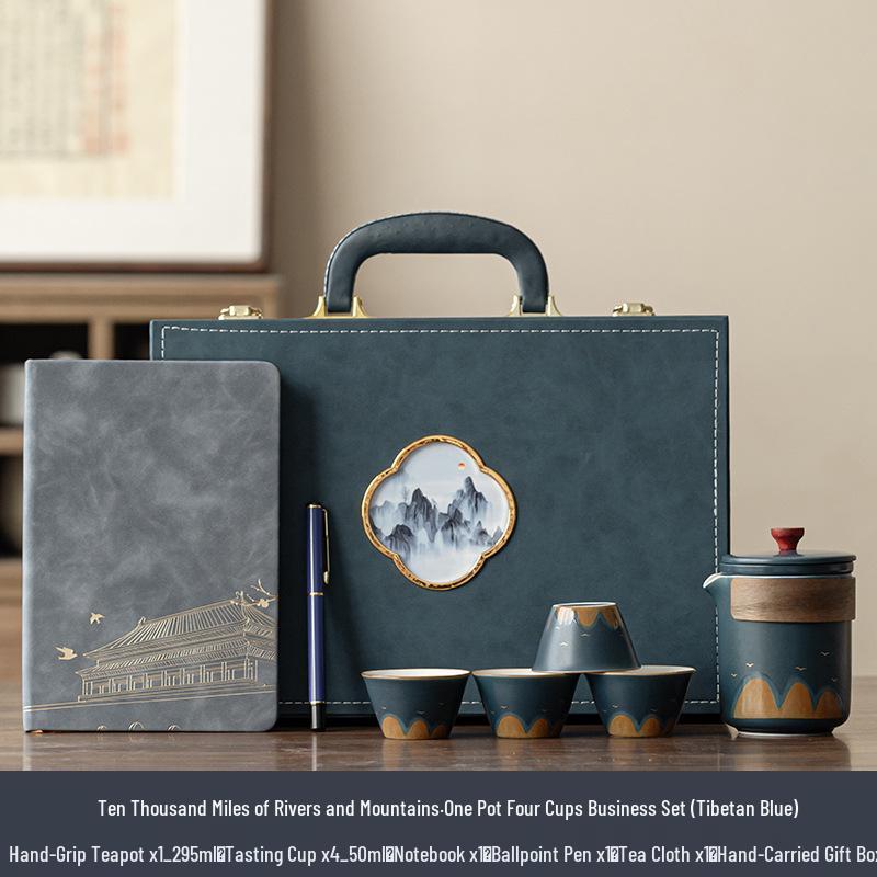 Portable Travel Tea Set - Ten Thousand Li Rivers and Mountains: Business, Festival, and Gift Edition