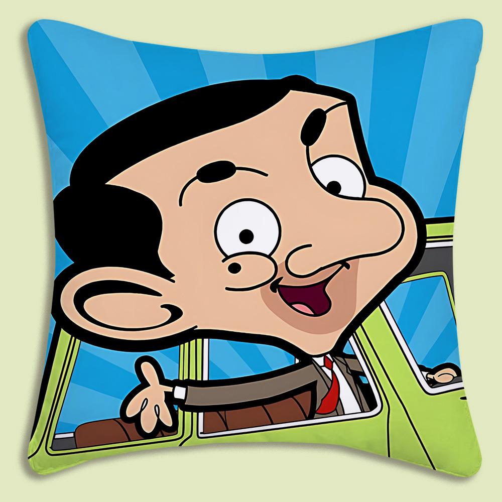 Mr. Bean Pillow Covers Cartoon Sofa Decorative Home Double-Sided Printing Short Plush Cute Cushion Cover