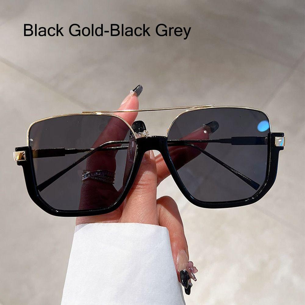 Half Square Frame Oversized Sunglasses Women Men Brand Design Fashion Shades Trendy UV400 Sun Glasses Trendy Ins Metal Eyewear