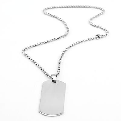 Edelstahl-Militär-Plattenhalsband, Dogtag-ID-Anhänger-Halskette für Männer, leere Armee-Kette, Soldat, hochglanzpoliert