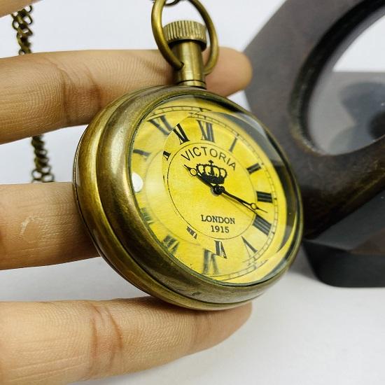 Antique Vintage Maritime Victoria London 1875 Brass Pocket Watch Handmade 5.08 Cm