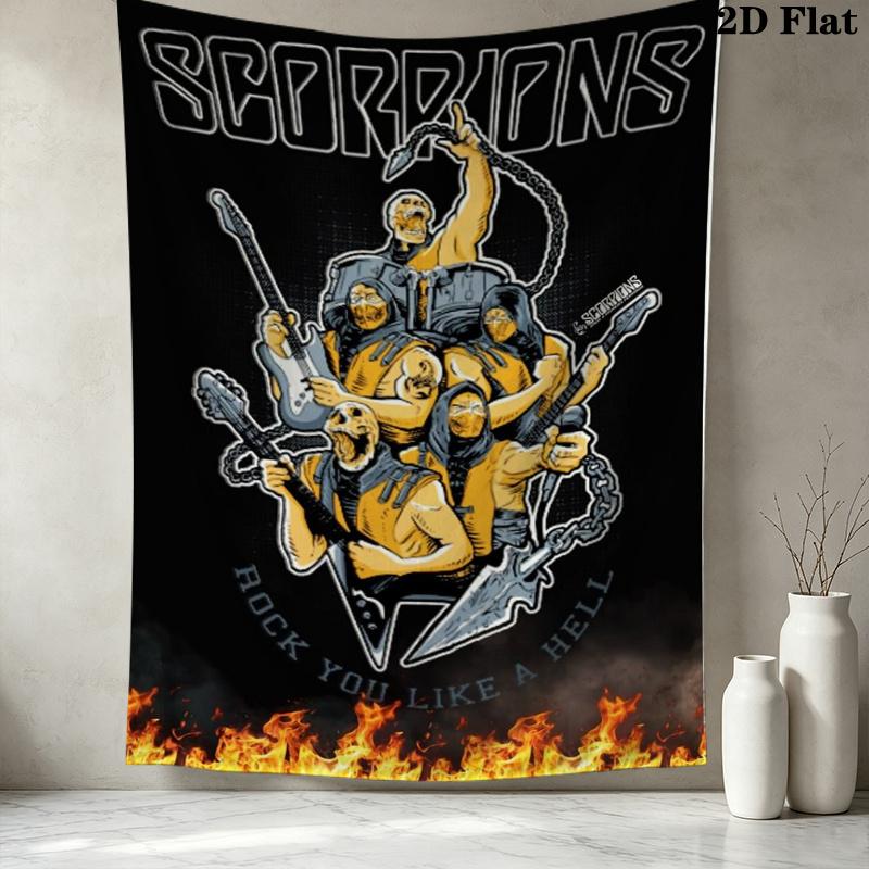 Scorpions Band Wall Tapestry Aesthetic Wall Hanging Printed Fabric Blanket Decorative Tapestries for Bedroom Living Room Home Decor