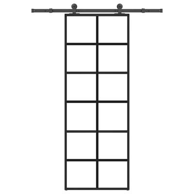 Vidaxl Sliding Door With Hardware, Esg Glass And Aluminium, 76X205 Cm