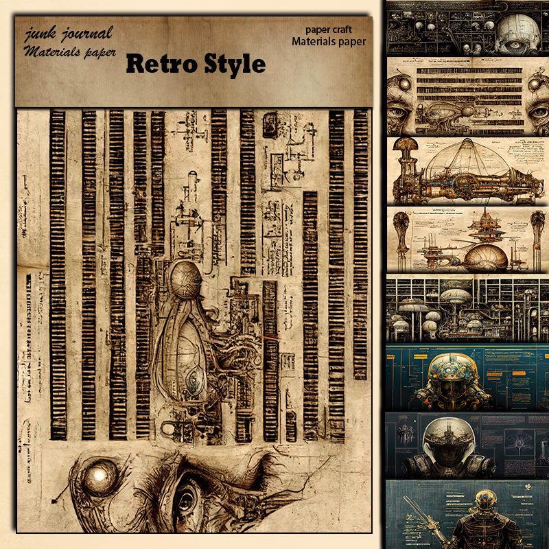 

Vintage Cyberpunk 14x20cm Journal Collage Paper - 8 Sheets