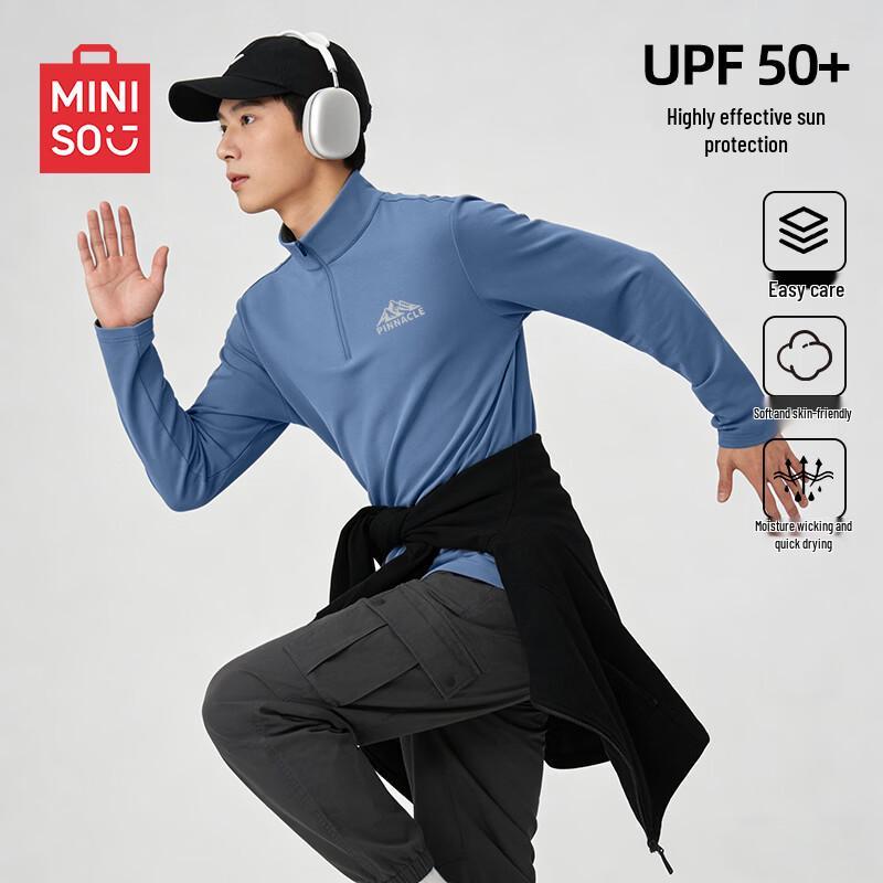 MINISO Men s Half-Zip Quick-Dry Long Sleeve T-Shirt L