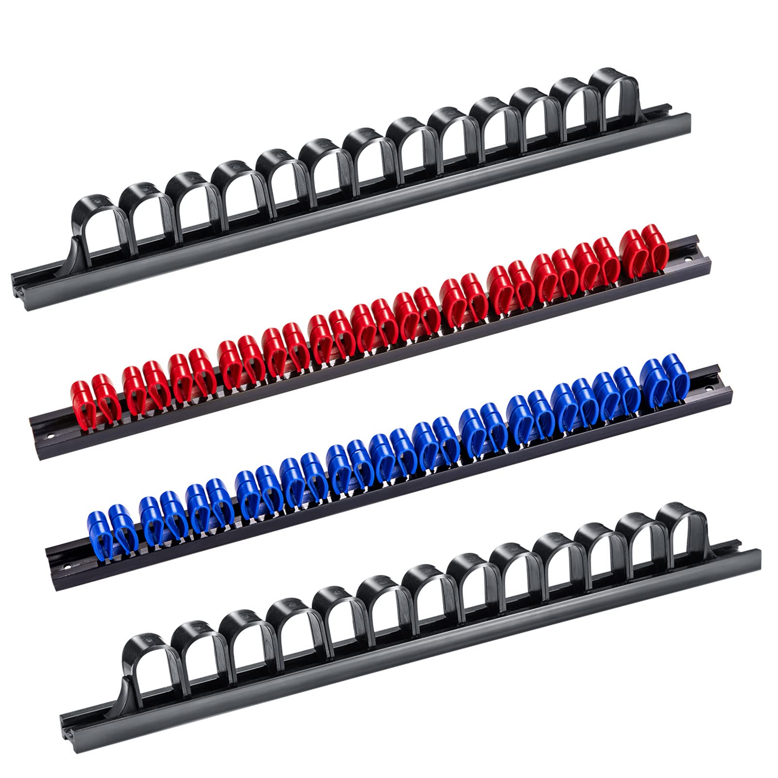 

laofeei Screwdriver Holder Tool Holder Tool Holder Pliers Wall Hanging Garage Storage Rack Mounting Screws Included Set of 4 (Black2, Red, Blue)