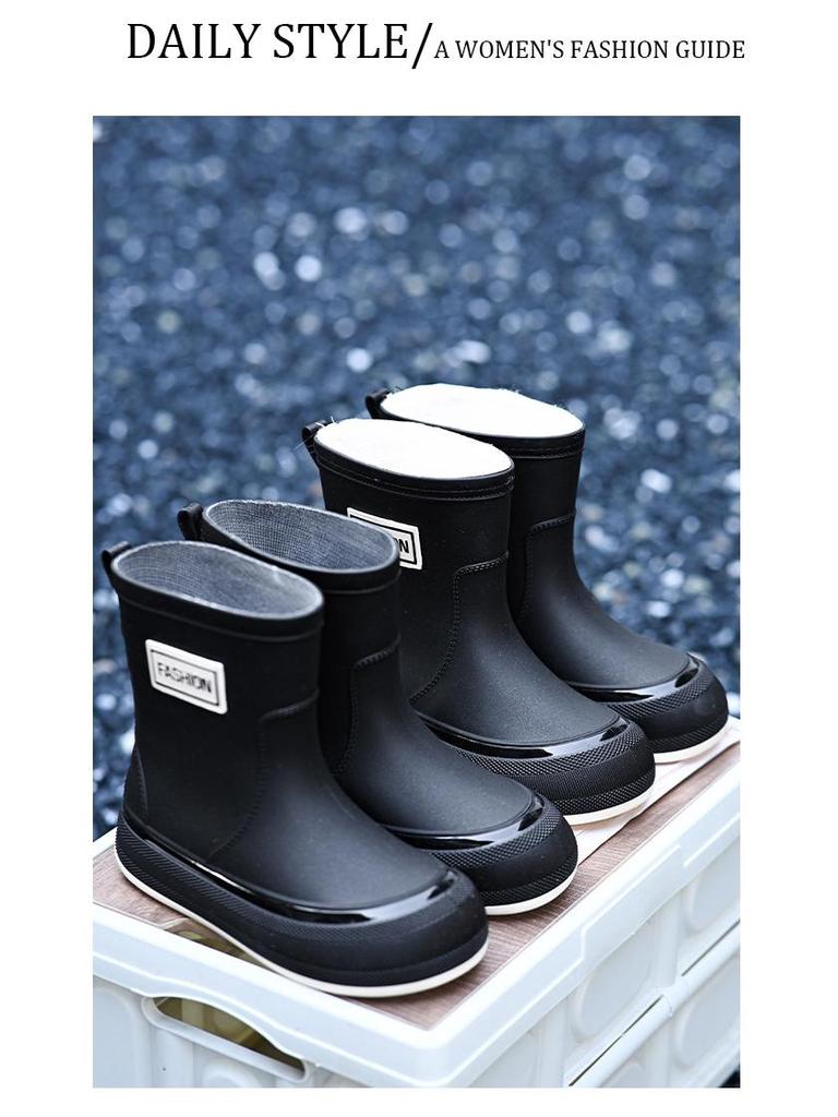 Damen Wasserdichte Verstellbare Mid-Calf Regenstiefel mit Weicher Sohle & Fixierter Kordel