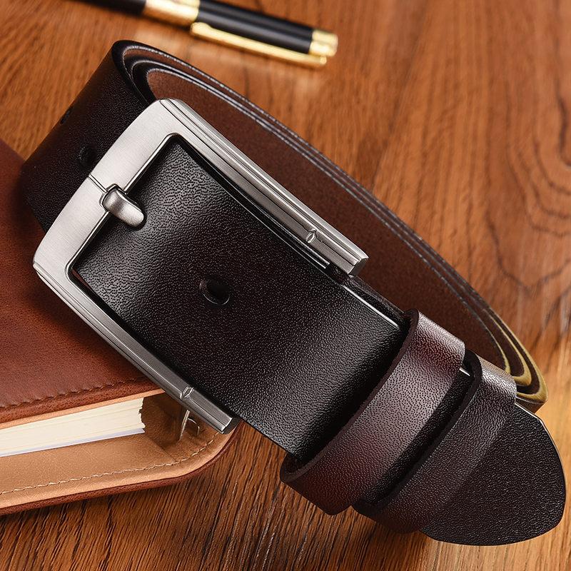 

Мужской ремень с пряжкой в стиле ретро, кожаный мужской ремень, деловой повседневный ремень для джинсов 130cm