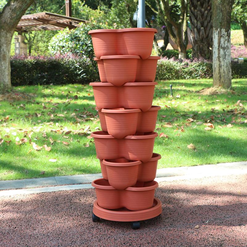 Vegetable Plastic Pot Family Balcony Strawberry Potted Plant Three Dimensional Multi-layer Space Saving Planting Flower Pots