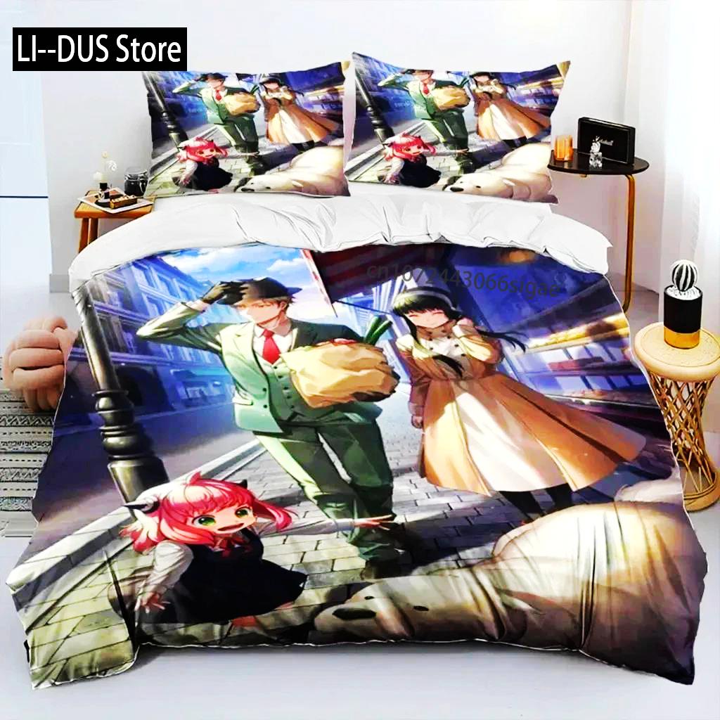 Anime SPY×FAMILY Anya Bedding Set Boys Girls Twin Queen Size Duvet Cover Pillowcase Bed Boys Adult Fashion Home Textileextile