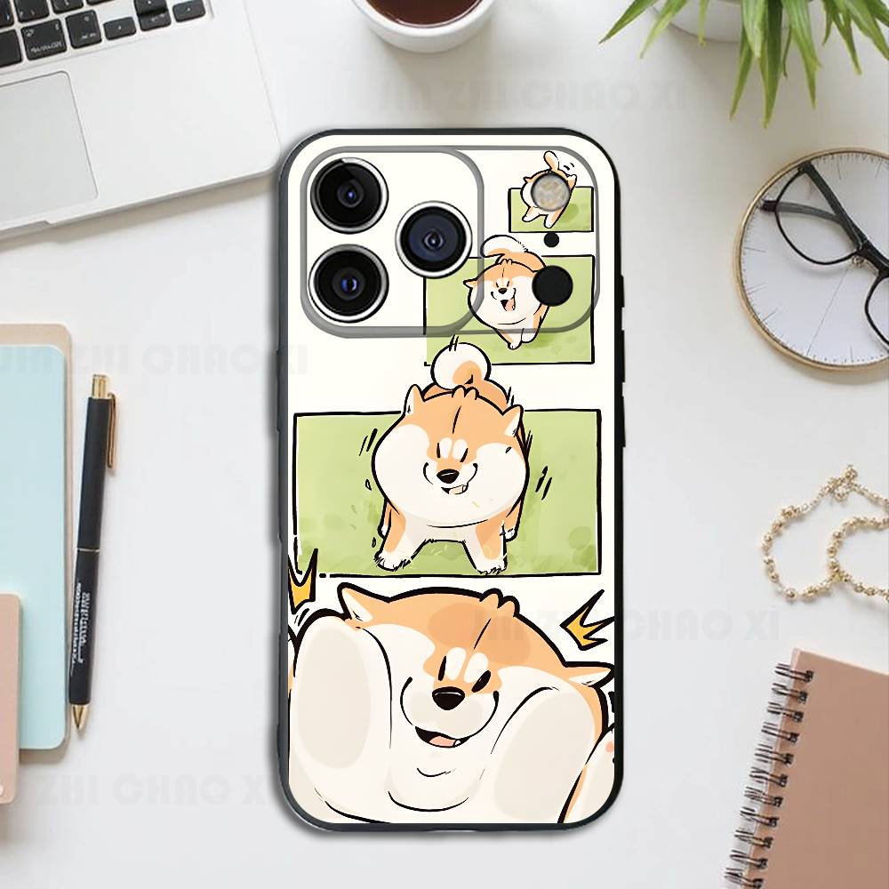 Funny Dog Corgi Black Phone Case For IPhone 17 16 15 14 13 12 13 12 11 Pro Max Plus XS XR Silicone Soft Back Cover
