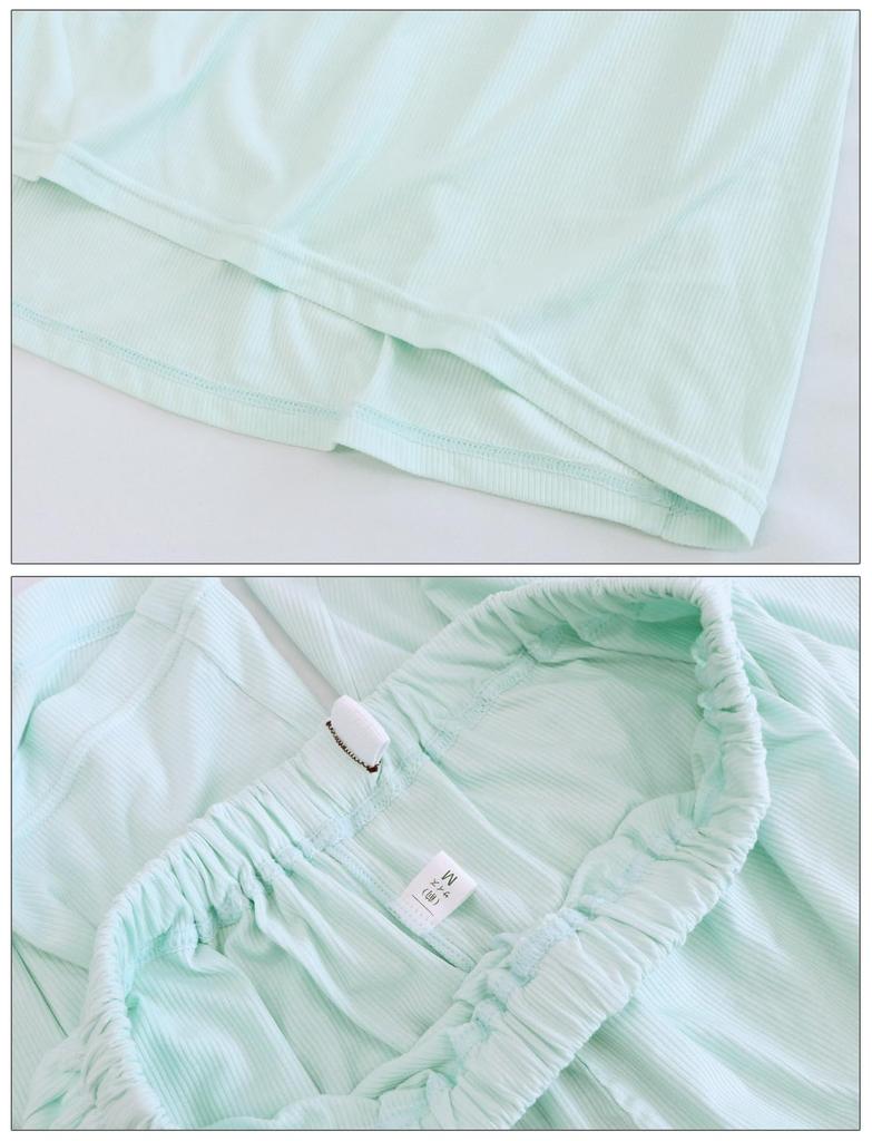 SUIMIN CARE Rib Knit Short and Pink and Sizes and LL Women's Pajamas, Sleeves, Shorts, Summer, Green, S, M, L, (S, Green)